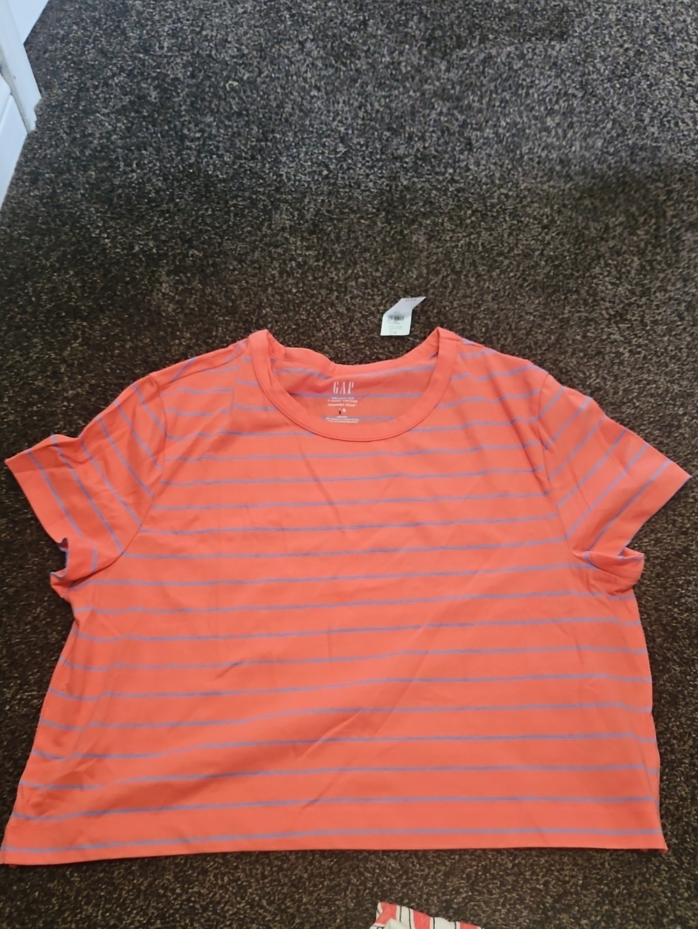 GAP Coral Tee with Light Gray Stripes